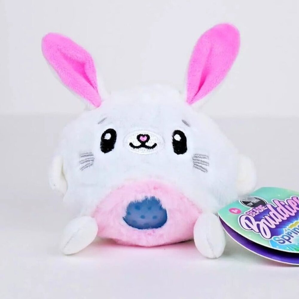 Easter Spring Beadie Buddies Sensory Plush Fidget Toy - White Bunny Plushie